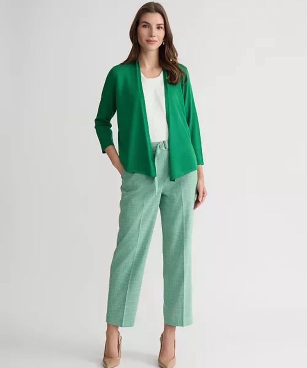 Kasper Kelly Green Women's Self Edge A-Line Cardigan Sweater XS NWT